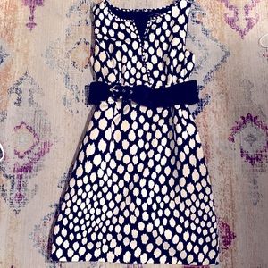 Size 12 Sleeveless Polka Dot dress with belt.